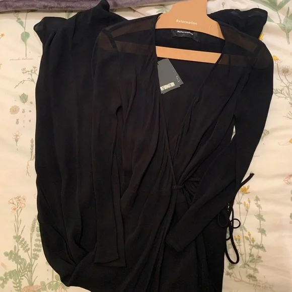 Reformation black long sleeve dress